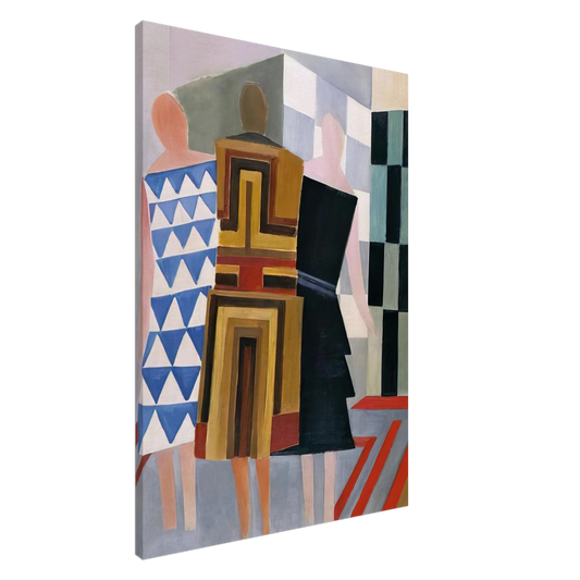 Sonia Delaunay - SIMULTANEOUS DRESSES THREE WOMEN FORMS COLOURS 1925 Canvas - 20x30 cm / 8x12 inches-canvas