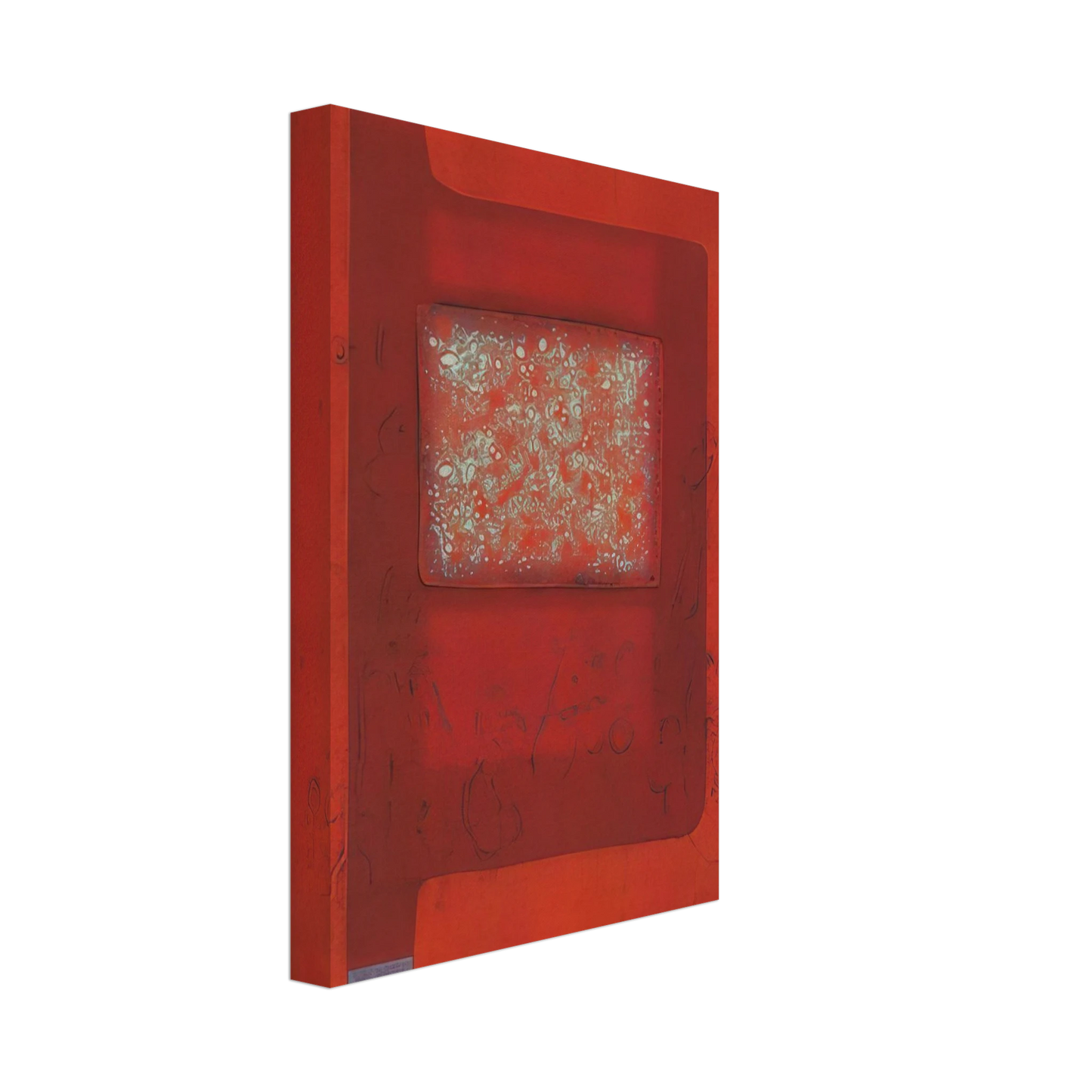 Hiroyuki Tajima - Dialogue With Red B - 1975 Canvas - 70x100 cm / 28x40 inches-canvas