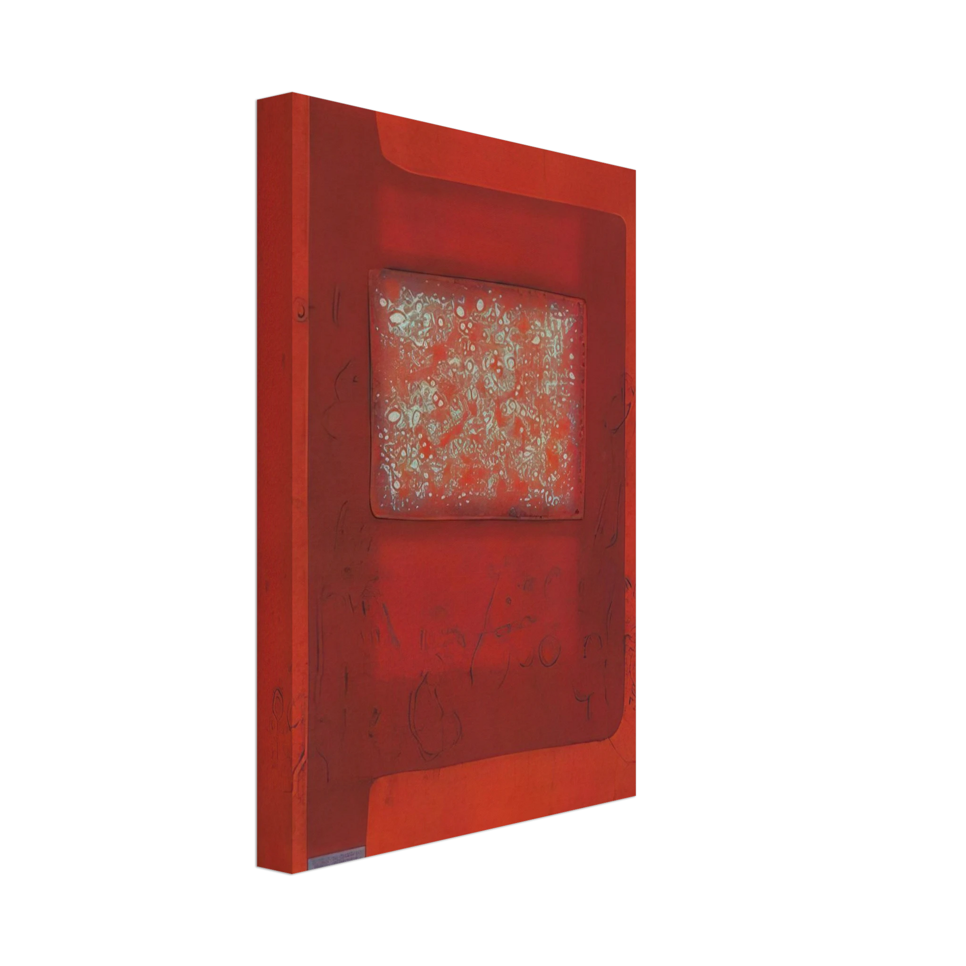 Hiroyuki Tajima - Dialogue With Red B - 1975 Canvas - 70x100 cm / 28x40 inches-canvas