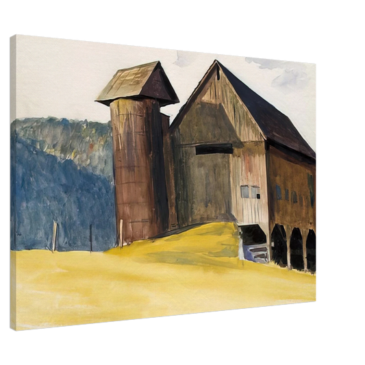 Edward Hopper - Barn and Silo, Vermont Canvas - 20x30 cm / 8x12 inches-canvas