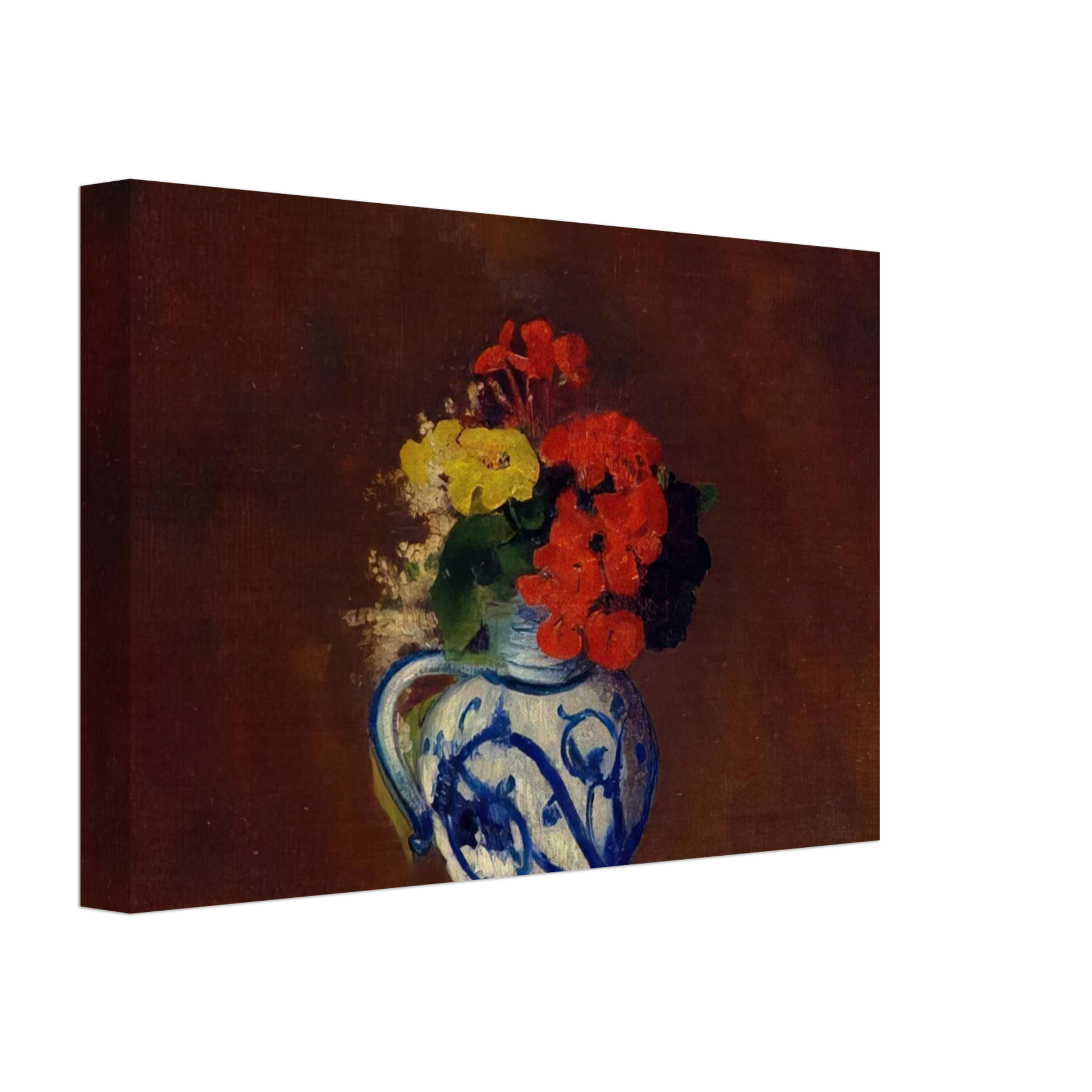 Odilon Redon - GERANIUMS AND OTHER FLOWERS IN A STONEWARE VASE Canvas - 40x60 cm / 16x24 inches-canvas