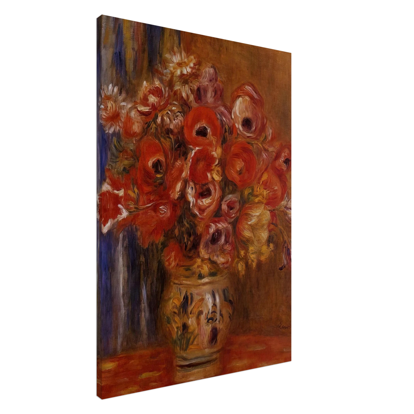 Pierre-Auguste Renoir - Vase of Tulips and Anemones Canvas - 20x30 cm / 8x12 inches-canvas