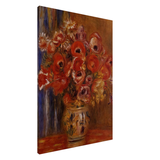Pierre-Auguste Renoir - Vase of Tulips and Anemones Canvas - 20x30 cm / 8x12 inches-canvas