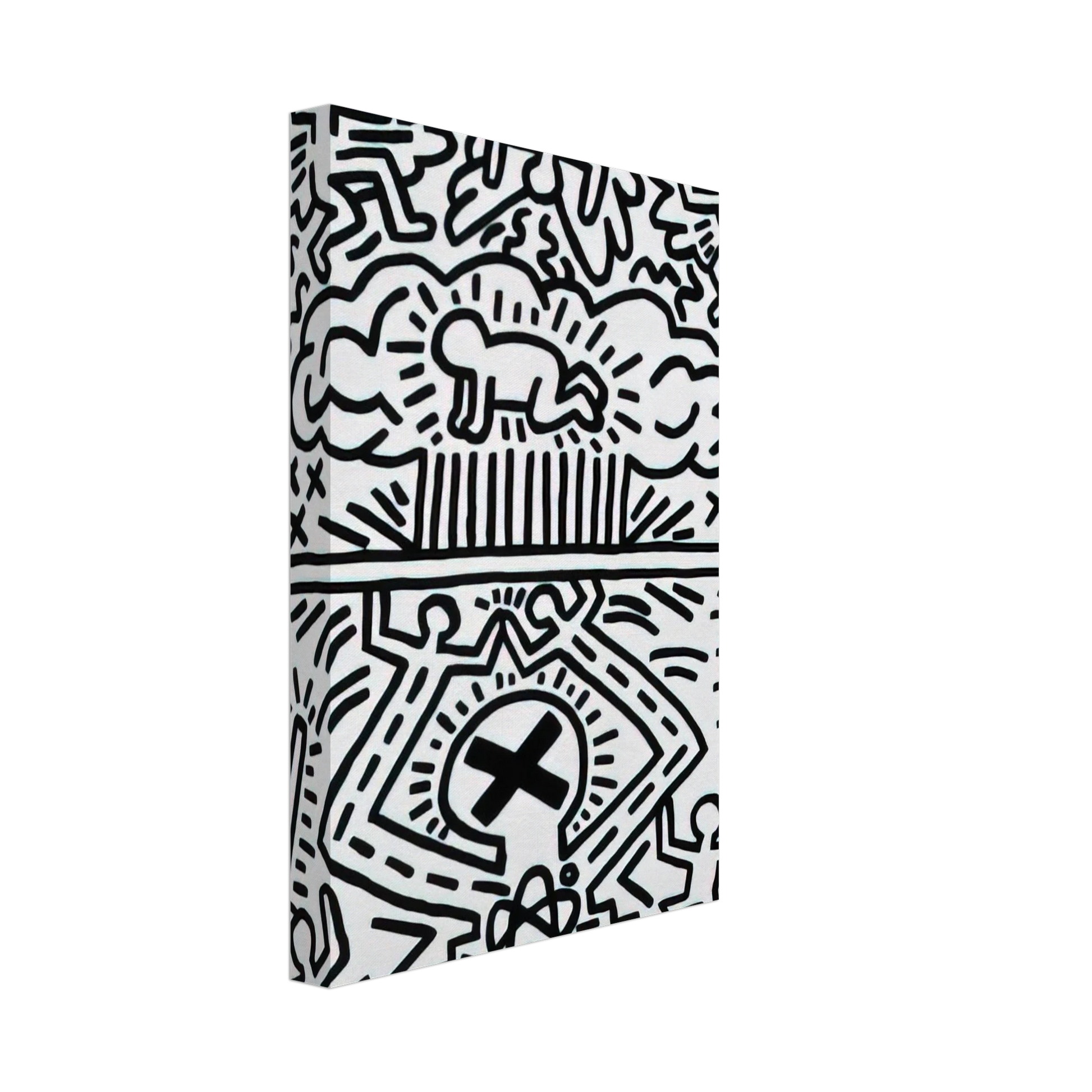 Keith Haring - ANTI NUCLEAR RALLY 1982 Canvas - 70x100 cm / 28x40 inches-canvas