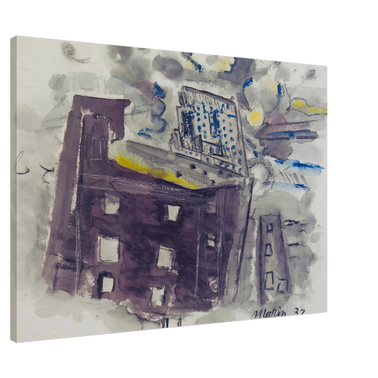 John Marin - Top of Radio City, New York City - 1937 Canvas - 20x30 cm / 8x12 inches-canvas