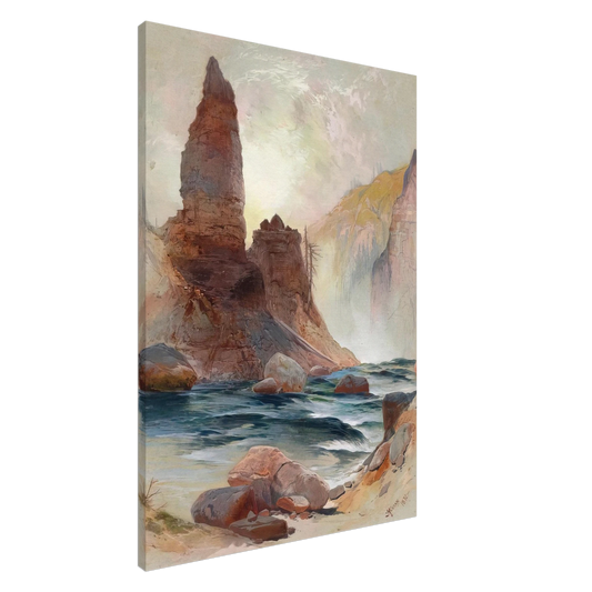 Thomas Moran - Tower Falls, Yellowstone Canvas - 20x30 cm / 8x12 inches-canvas