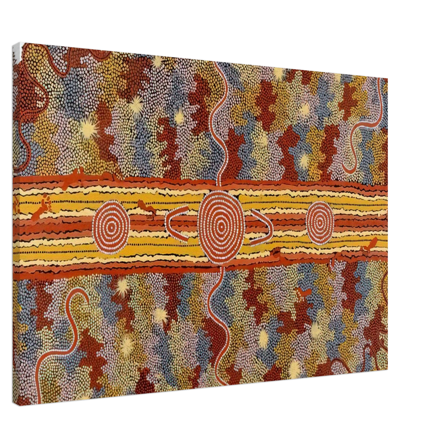 Clifford Possum Tjapaltjarri - Corrobboree Dreaming - Native Art Canvas - 20x30 cm / 8x12 inches-canvas