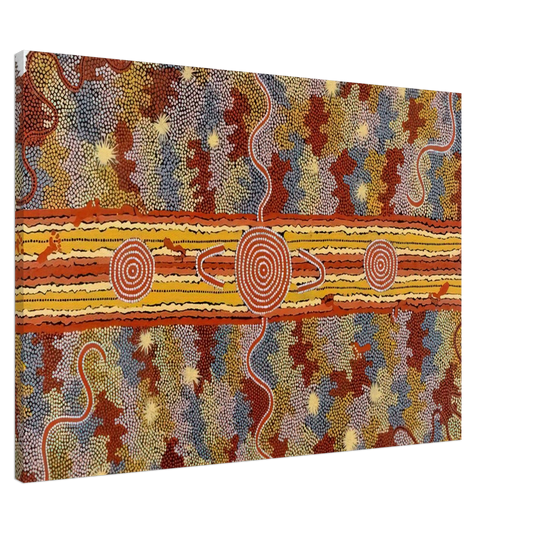 Clifford Possum Tjapaltjarri - Corrobboree Dreaming - Native Art Canvas - 20x30 cm / 8x12 inches-canvas