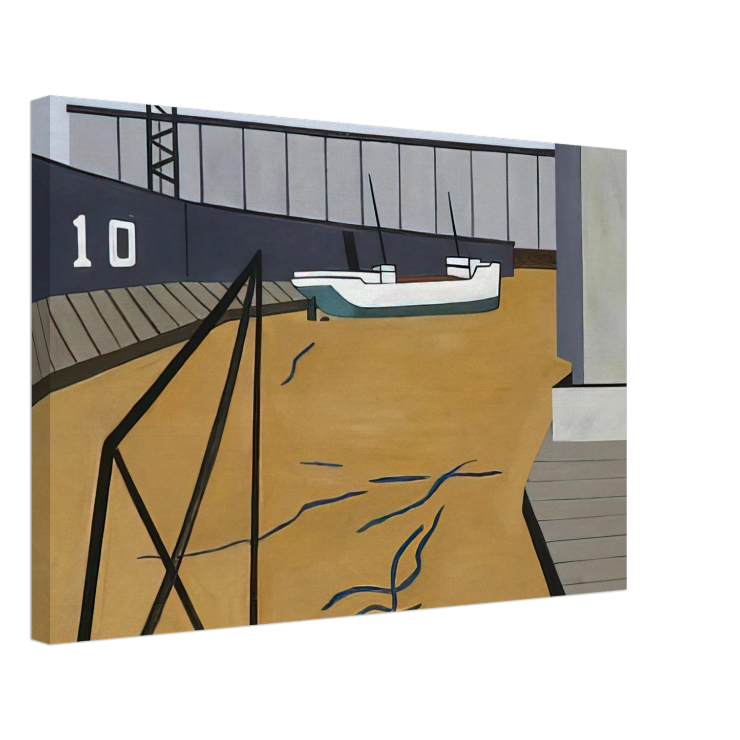 Ralston Crawford - Boat and Grain Elevators - 1942 Canvas - 40x60 cm / 16x24 inches-canvas