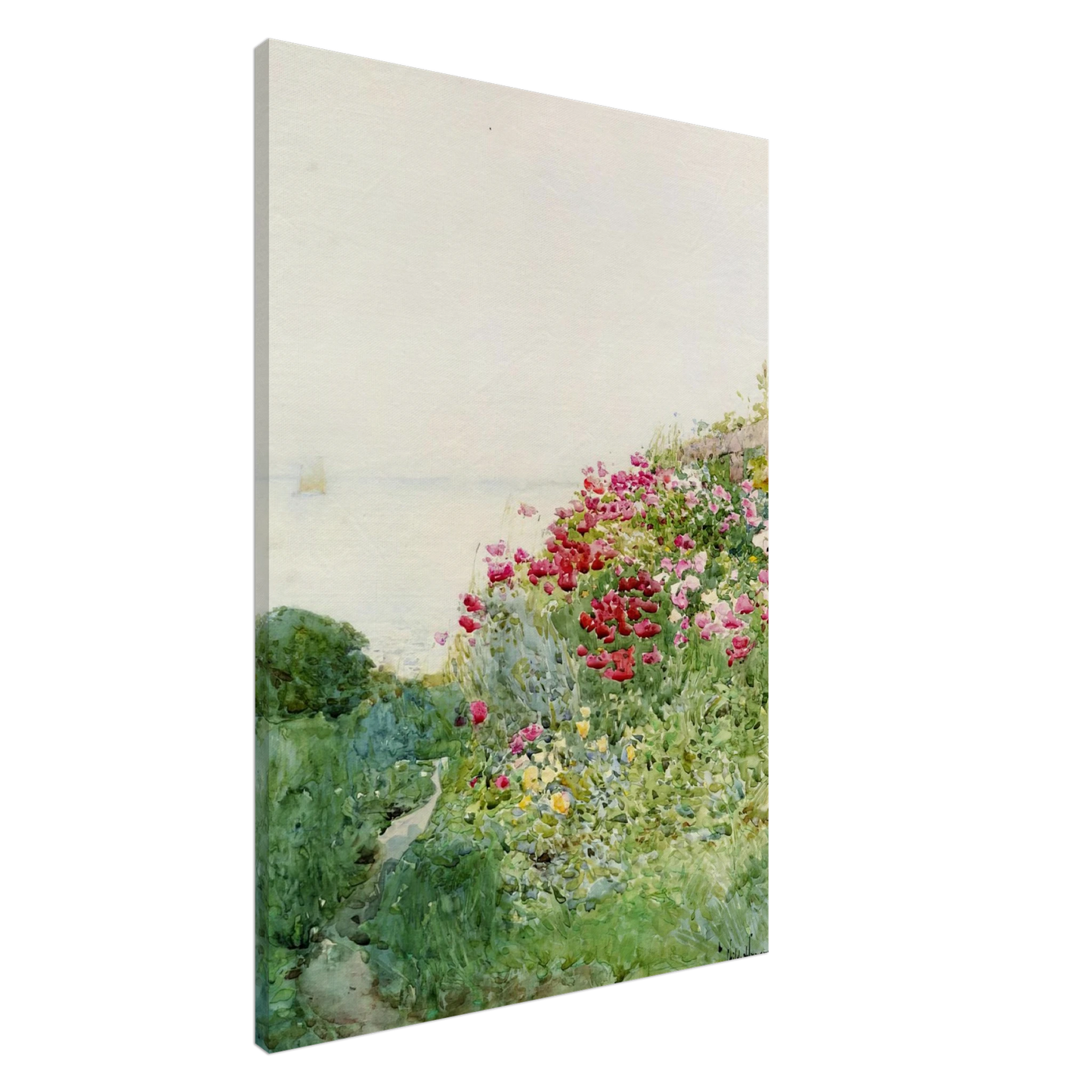 Childe Hassam - Field of Poppies, Isles of Shaos, Appledore Canvas - 20x30 cm / 8x12 inches-canvas