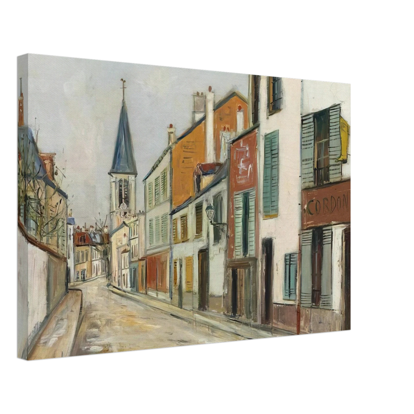 Maurice Utrillo - RUE JEAN DURAND ET LEGLISE STAINS SEINE SAINT DENIS 1940 Canvas - 40x60 cm / 16x24 inches-canvas