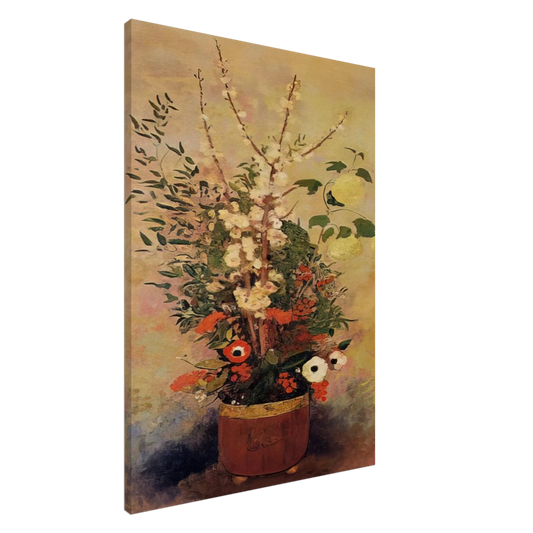 Odilon Redon - VASE OF FLOWERS WITH BRANCHES OF A FLOWERING APPLE TREE Canvas - 20x30 cm / 8x12 inches-canvas