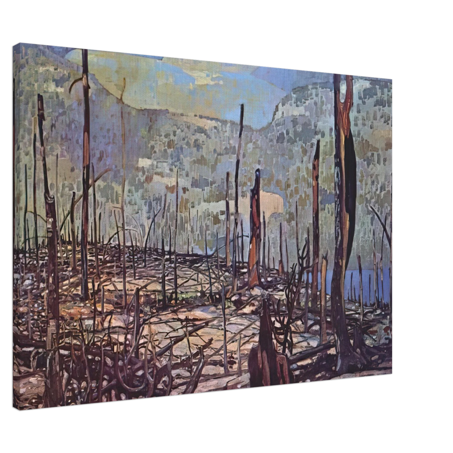 Frank Johnston - Fire Swept Algoma - 1920 Canvas - 20x30 cm / 8x12 inches-canvas