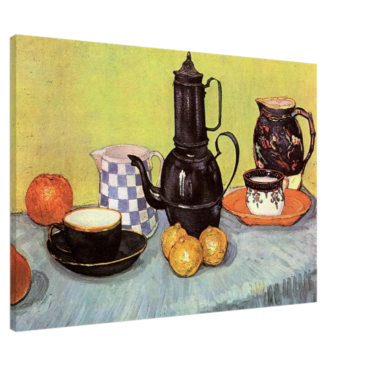 Vincent van Gogh - Still Life with Blue Enamel Coffeepot, Earthenware and Fruit Canvas - 20x30 cm / 8x12 inches-canvas