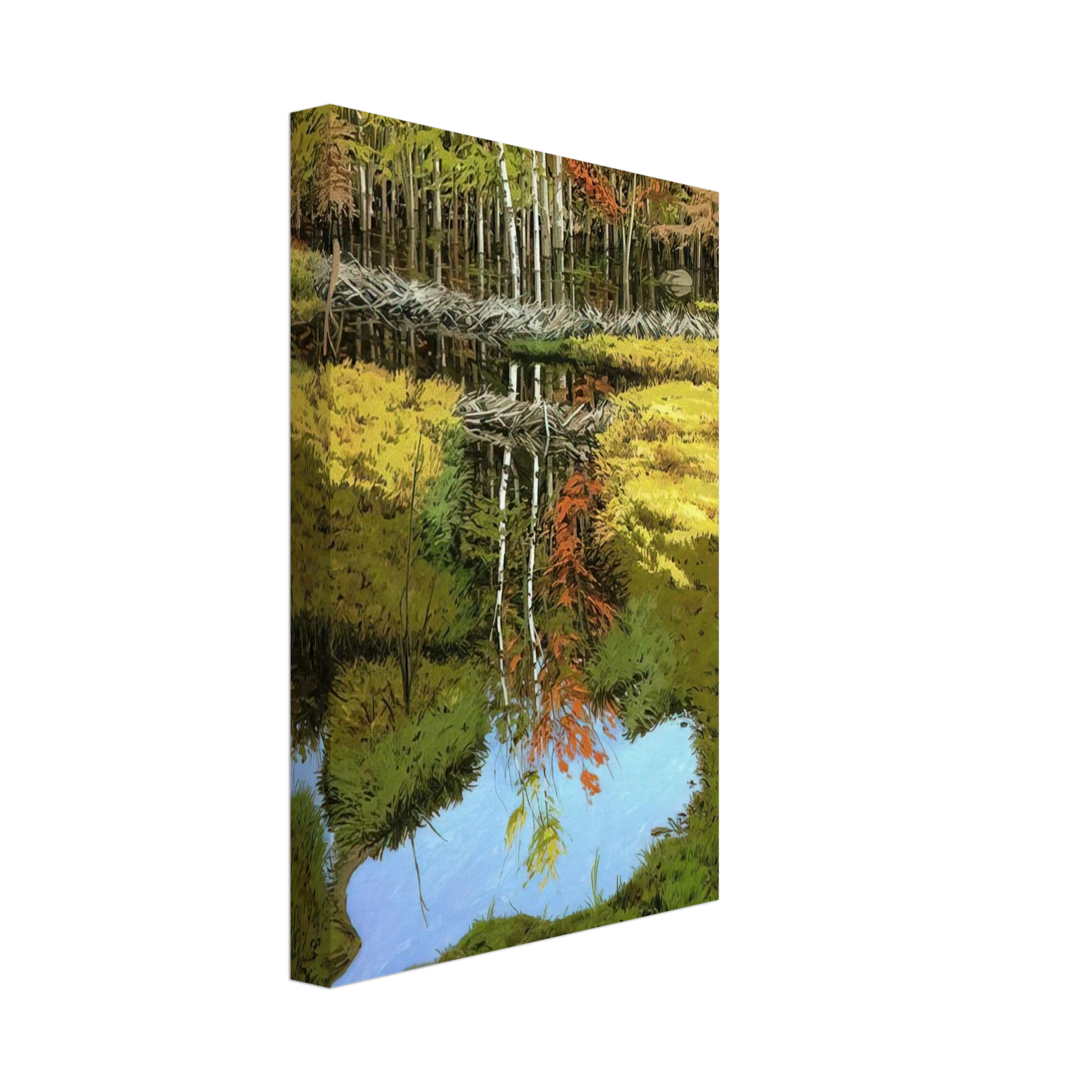 Neil Welliver - New Dams in Meadow - 1984 Canvas - 40x60 cm / 16x24 inches-canvas