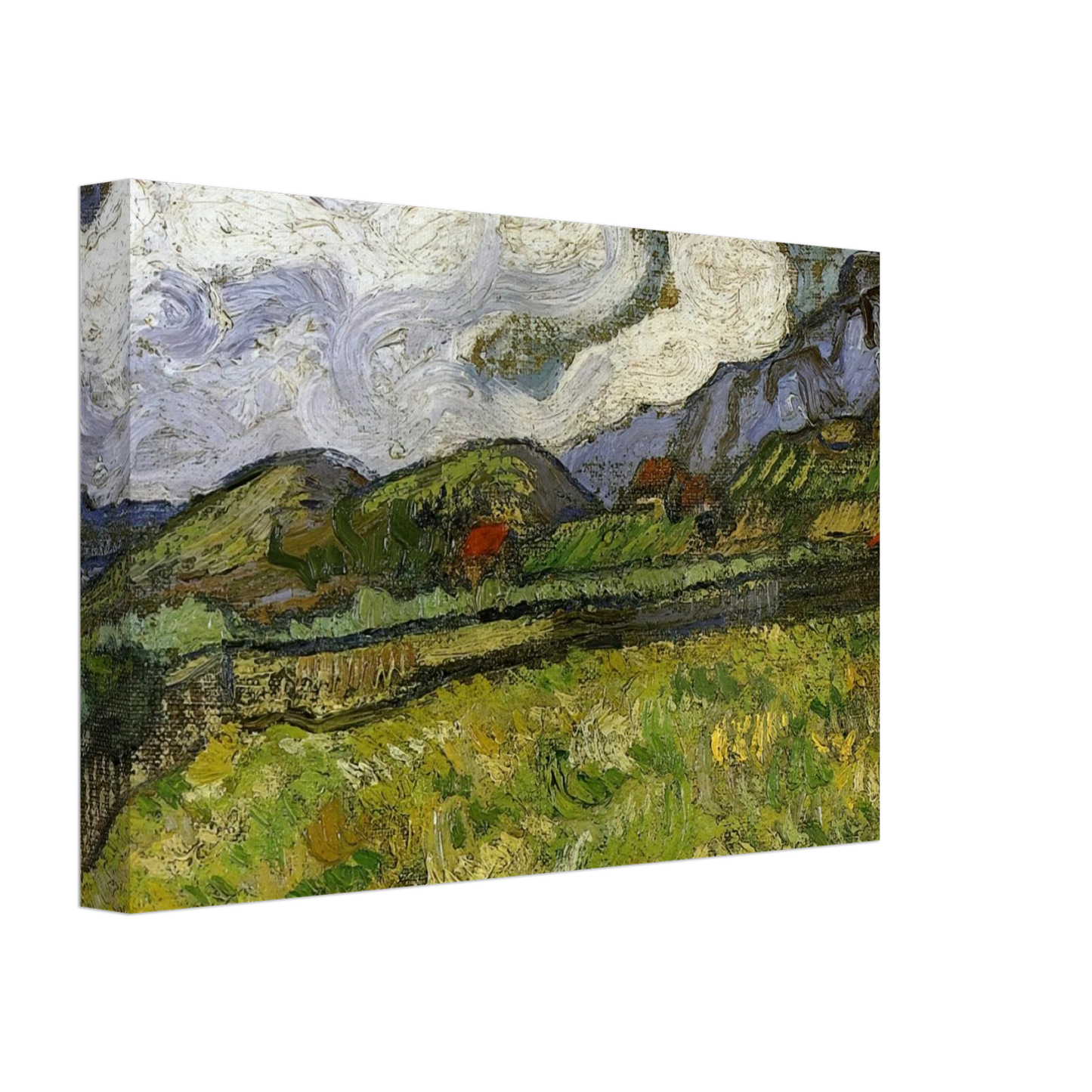 Vincent van Gogh - Wheat Field behind Saint-Paul Hospital with a Reaper Canvas - 70x100 cm / 28x40 inches-canvas
