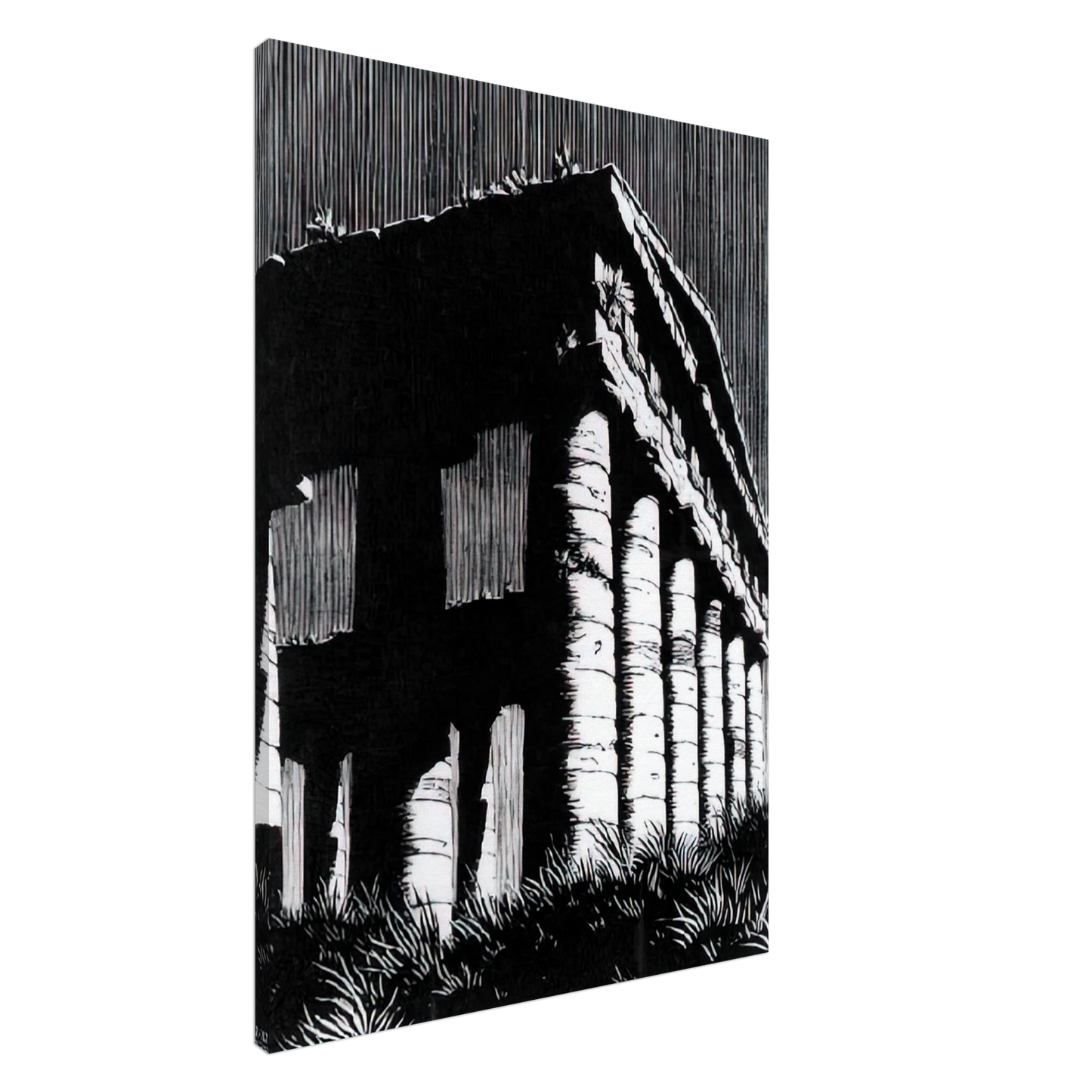 MC Escher - TEMPLE OF SEGESTE SICILY Canvas - 20x30 cm / 8x12 inches-canvas