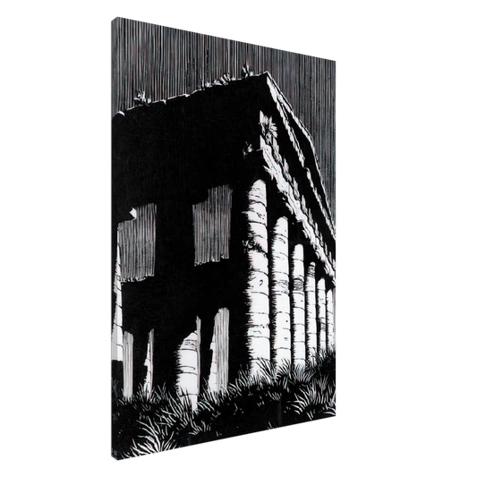 MC Escher - TEMPLE OF SEGESTE SICILY Canvas - 20x30 cm / 8x12 inches-canvas