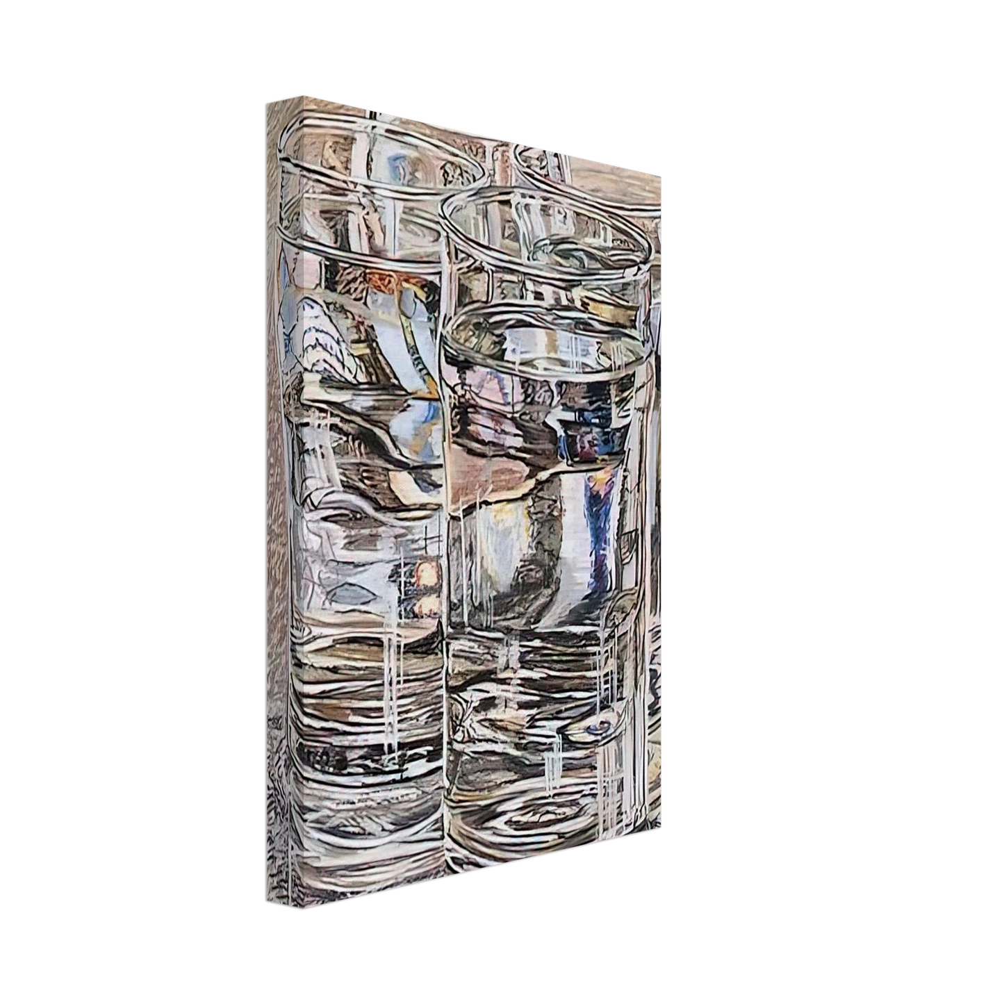 Janet Fish - 4 GLASSES 1974 Canvas - 70x100 cm / 28x40 inches-canvas