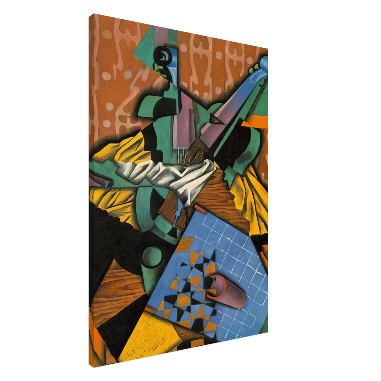 Juan Gris - PHOTOGRAPH OF VIOLIN AND CHECKERBOARD 1913 Canvas - 20x30 cm / 8x12 inches-canvas