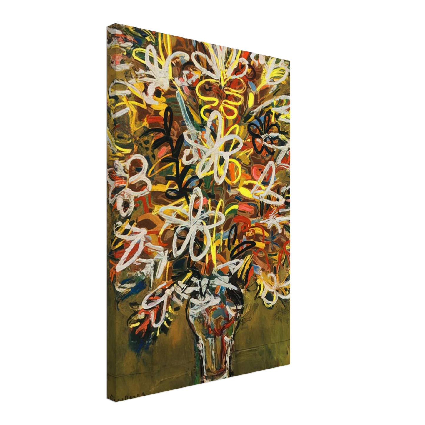 Rene Portocarrero - FLOWER VASE 1963 Canvas - 40x60 cm / 16x24 inches-canvas