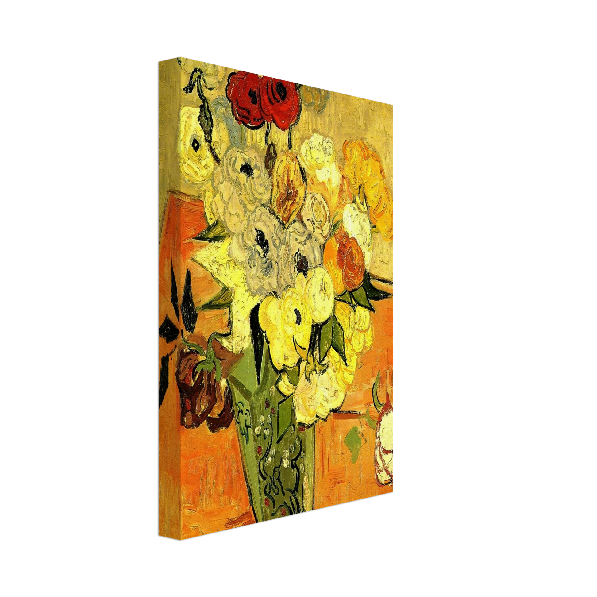 Vincent van Gogh - Japanese Vase with Roses and Anemones Canvas - 70x100 cm / 28x40 inches-canvas