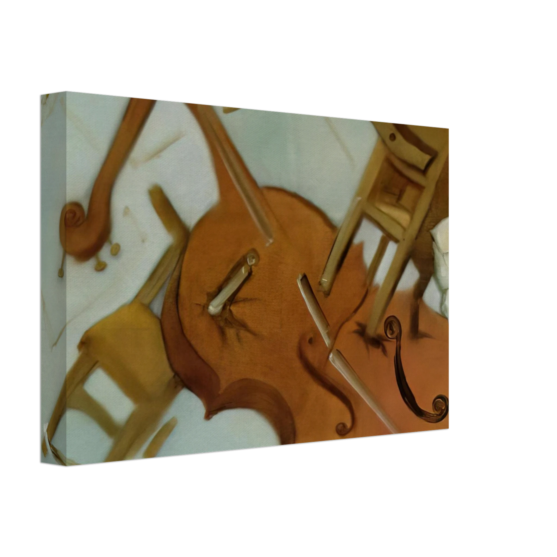 Salvador Dali - BED CHAIR AND BEDSIDE TABLE FEROCIOUSLY ATTACKING A CELLO Canvas - 40x60 cm / 16x24 inches-canvas