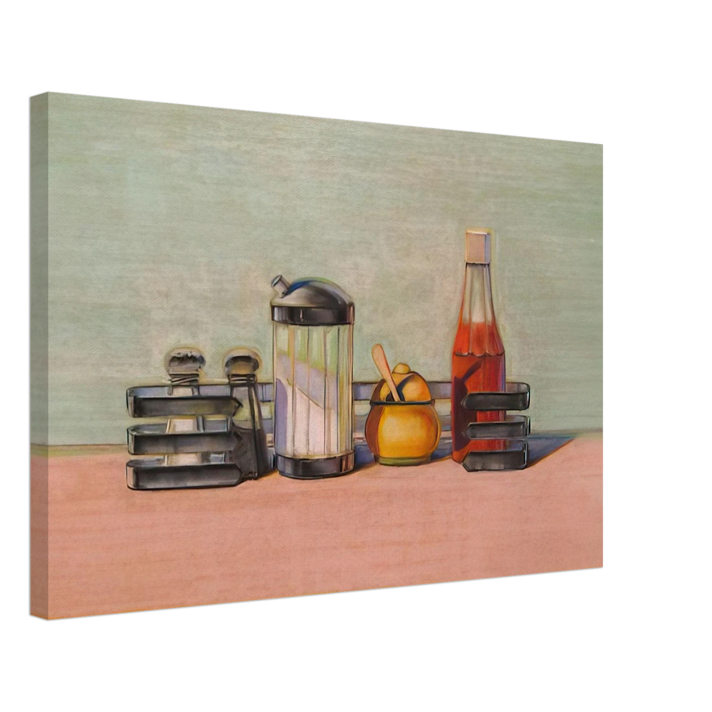 Wayne Thiebaud - Caged Condiments - 2000 Canvas - 40x60 cm / 16x24 inches-canvas