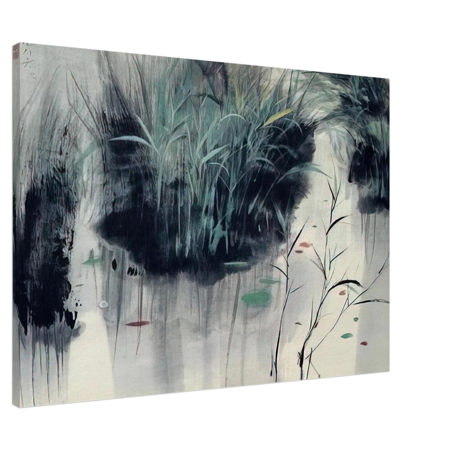 Wu Guanzhong - Untitled - Impressionism, Ink and wash painting Canvas - 20x30 cm / 8x12 inches-canvas