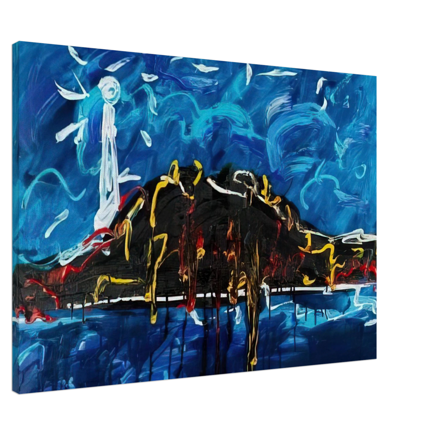 Mario Schifano - Il Vulcano - Art Informel Canvas - 20x30 cm / 8x12 inches-canvas