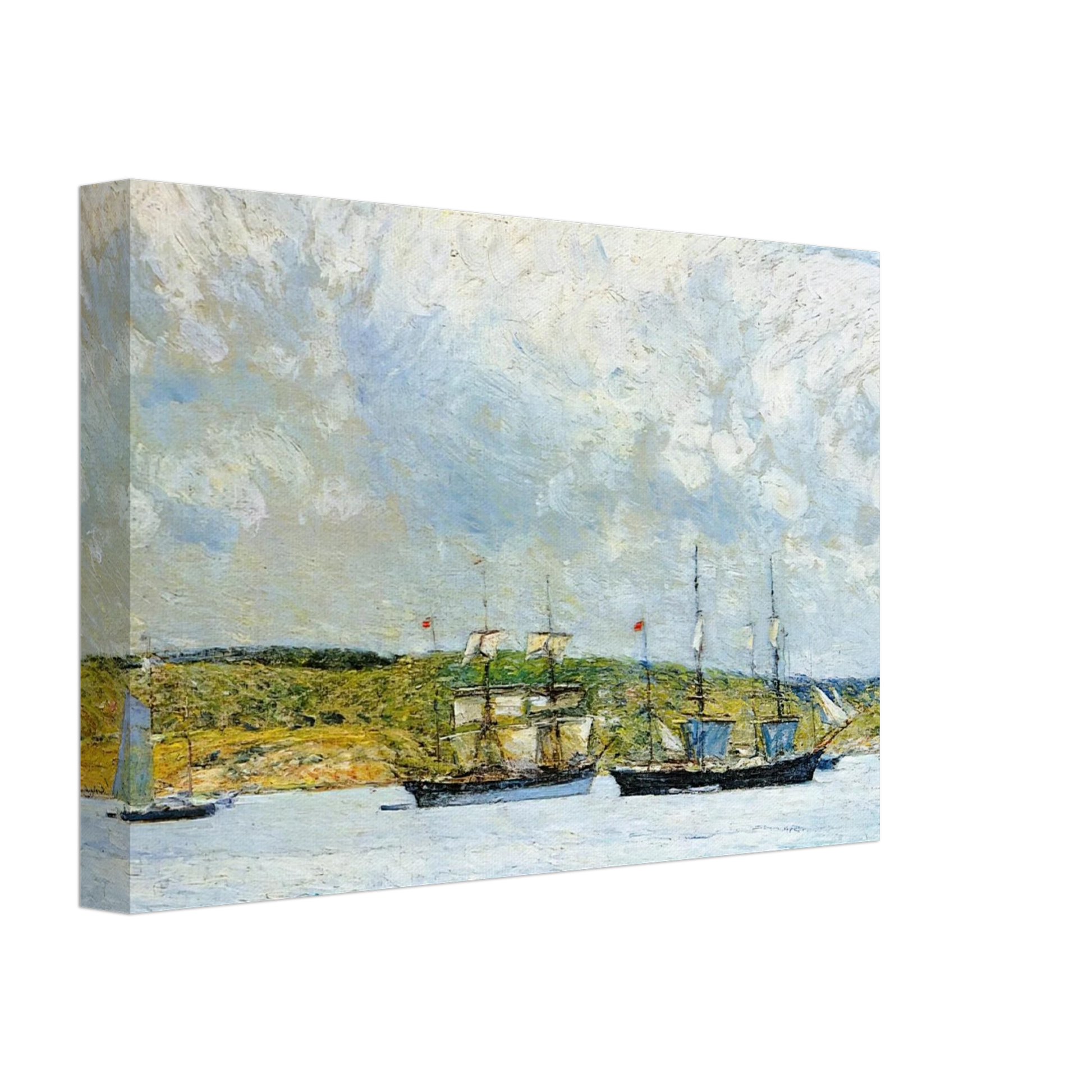 Childe Hassam - A Parade of Boats Canvas - 70x100 cm / 28x40 inches-canvas