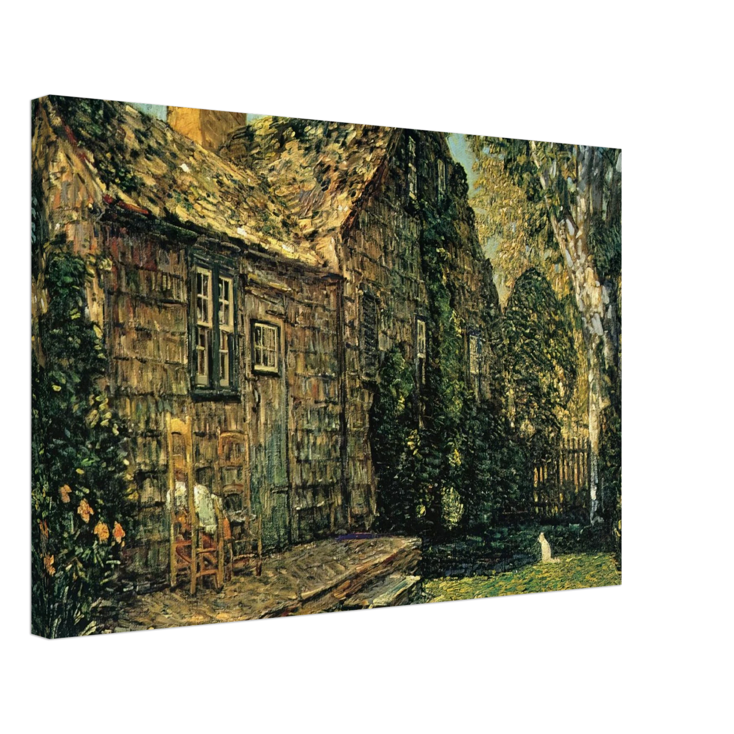 Childe Hassam - Little Old Cottage, Egypt Lane, East Hampton Canvas - 40x60 cm / 16x24 inches-canvas