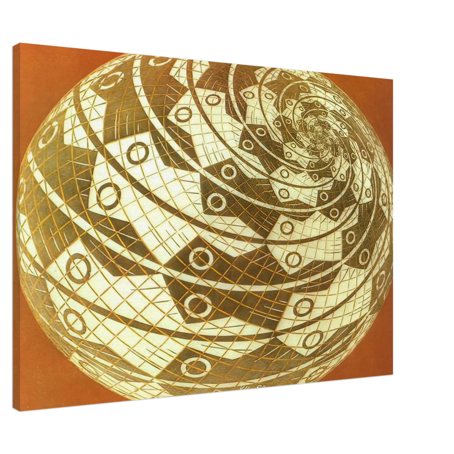 MC Escher - SPHERE SURFACE WITH FISHES COLOUR Canvas - 20x30 cm / 8x12 inches-canvas