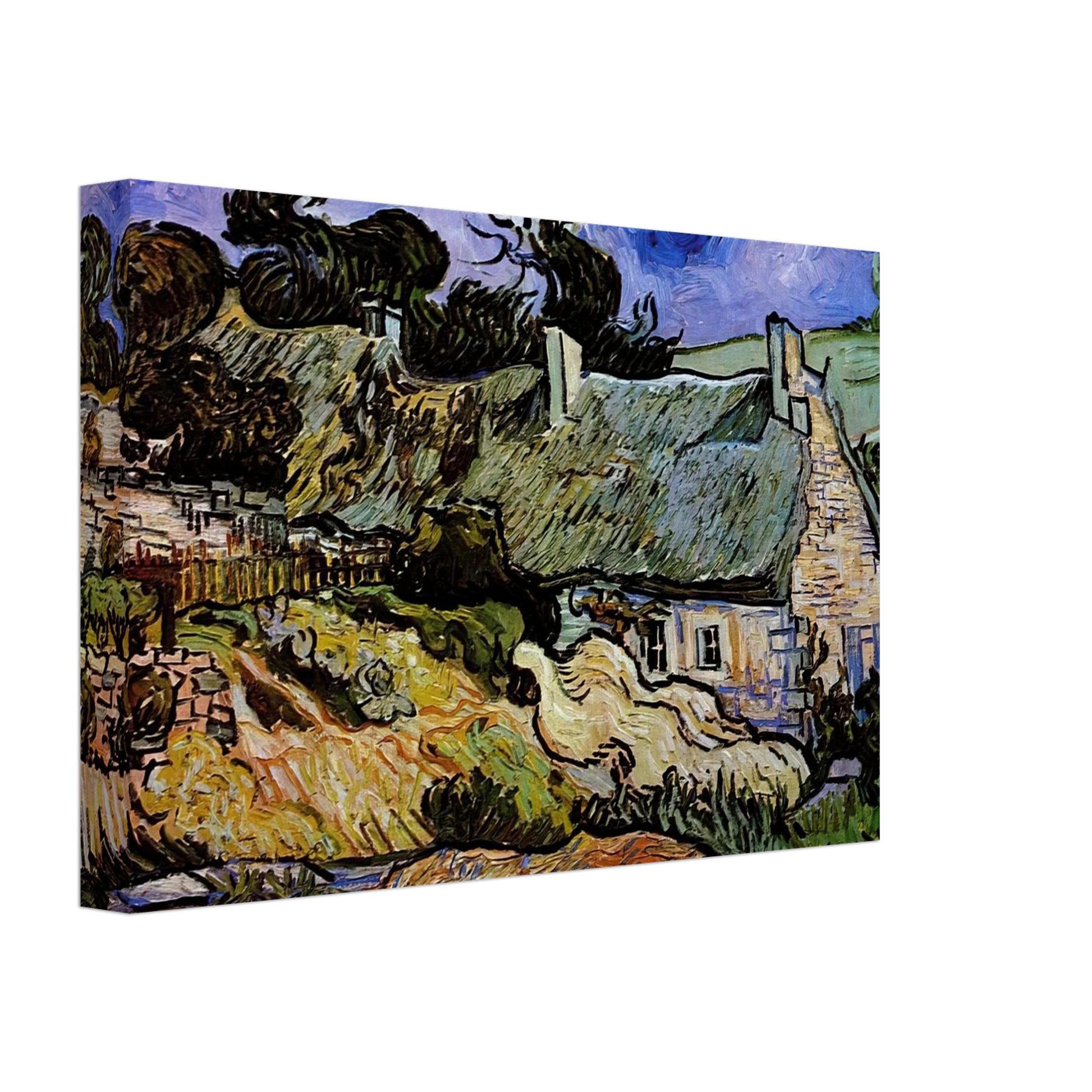 Vincent van Gogh - Houses with Thatched Roofs, Cordeville Canvas - 70x100 cm / 28x40 inches-canvas