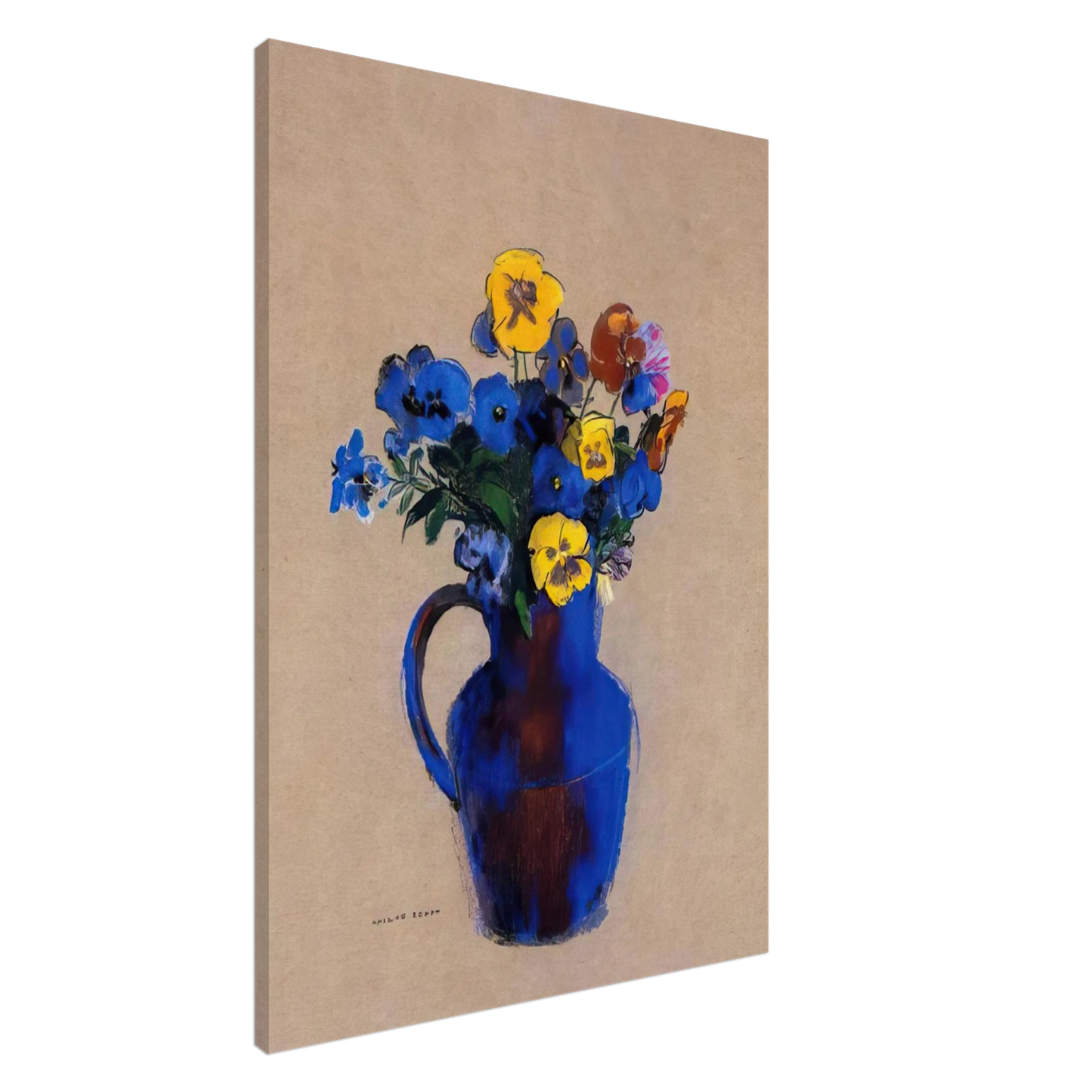 Odilon Redon - VASE OF FLOWERS PANSIES Canvas - 20x30 cm / 8x12 inches-canvas