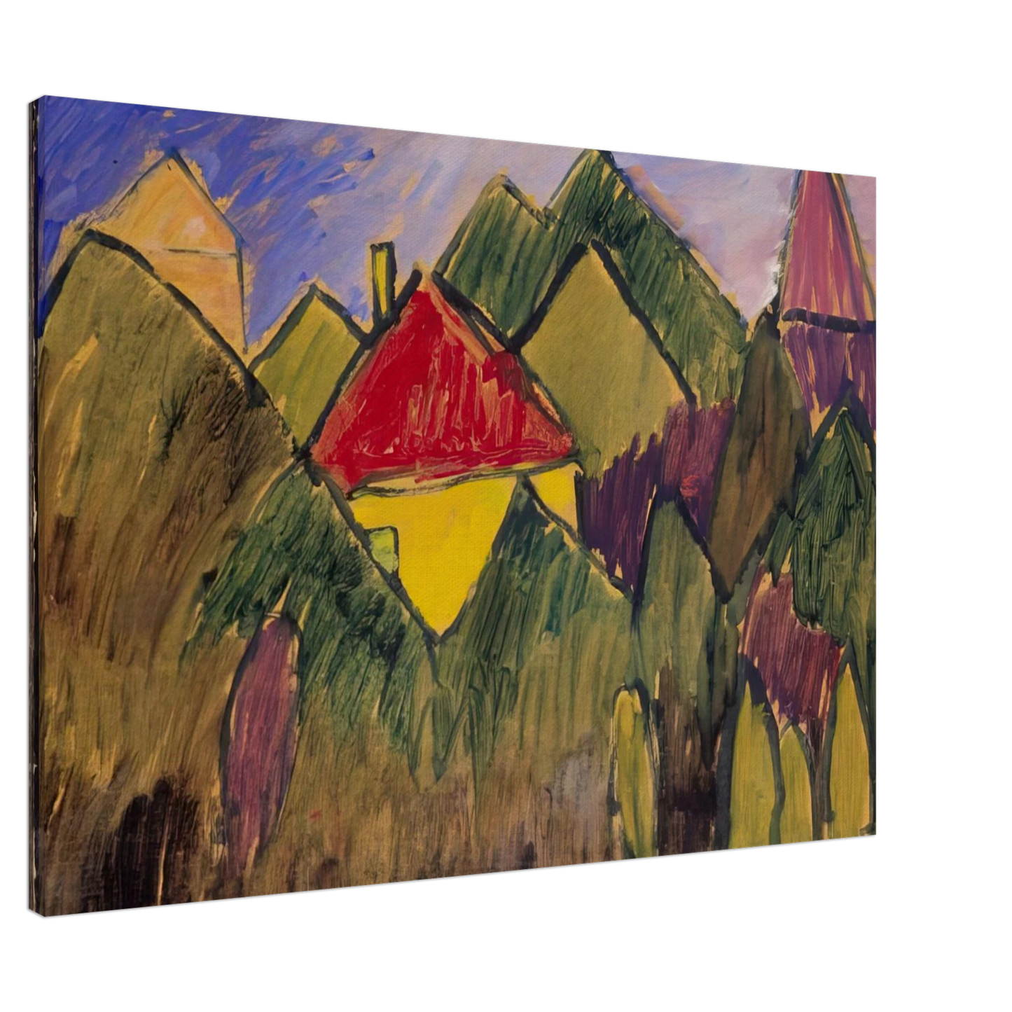 Alexej von Jawlensky - ROTE GIEBEL ROTE D CHER 1910 Canvas - 20x30 cm / 8x12 inches-canvas