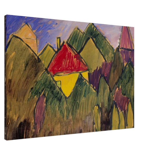 Alexej von Jawlensky - ROTE GIEBEL ROTE D CHER 1910 Canvas - 20x30 cm / 8x12 inches-canvas