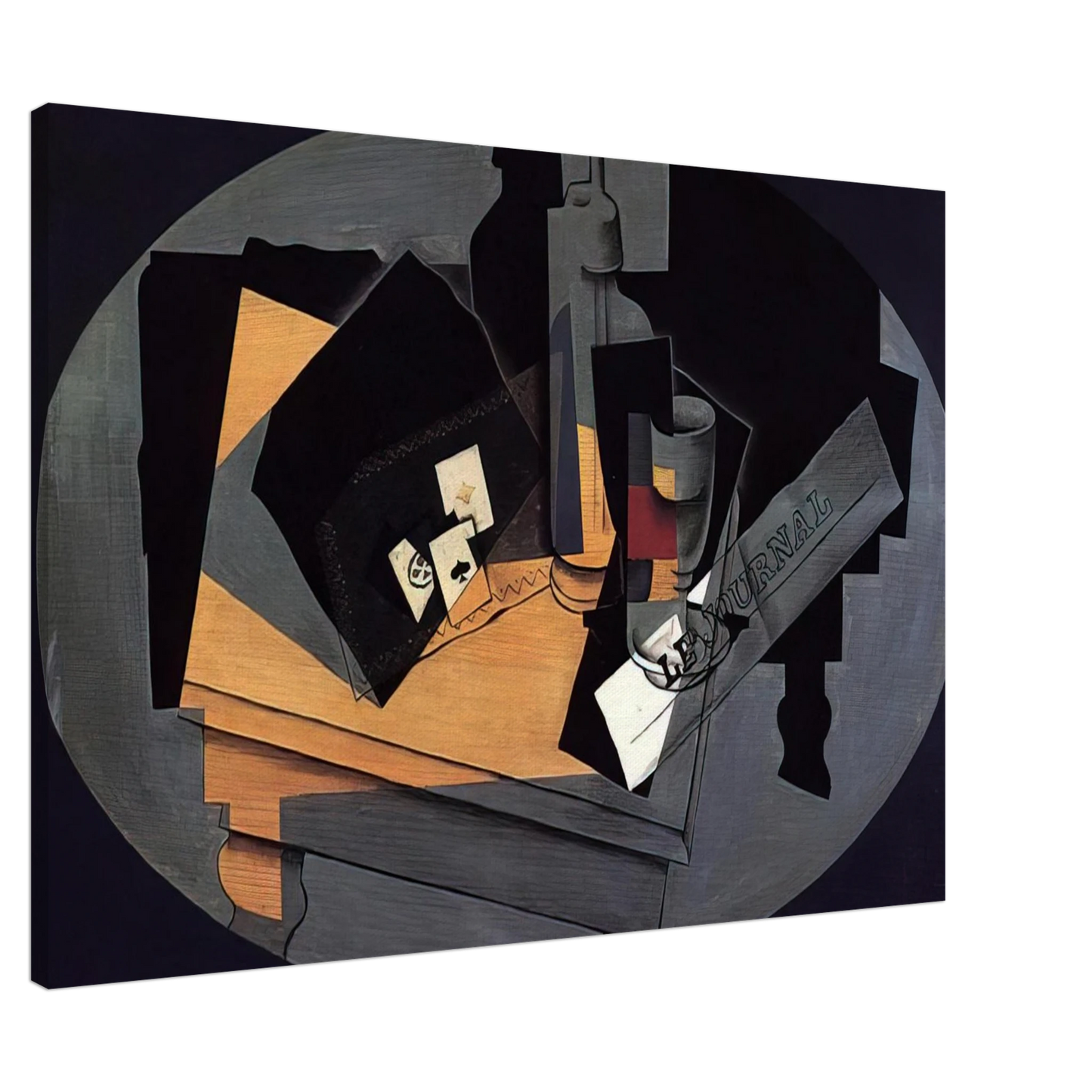 Juan Gris - PLAYING CARDS AND SIPHON 1916 Canvas - 20x30 cm / 8x12 inches-canvas
