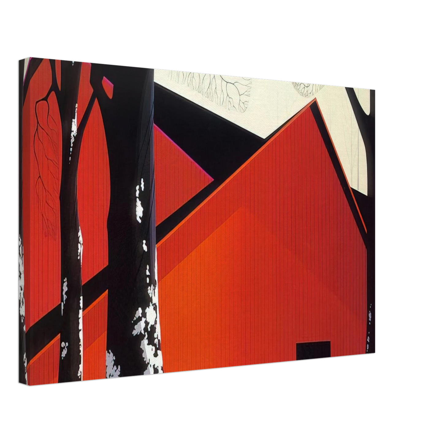 Eyvind Earle - The Great Red Barn Canvas - 40x60 cm / 16x24 inches-canvas