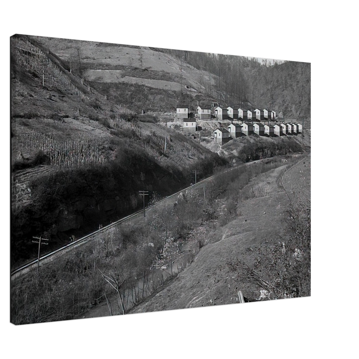 Ben Shahn - COAL COMPANY TOWN IN JENKINS 1935 Canvas - 20x30 cm / 8x12 inches-canvas