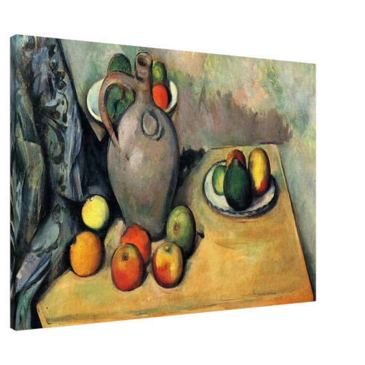Paul Cezanne - Still life, jug and fruit on a table Canvas - 20x30 cm / 8x12 inches-canvas