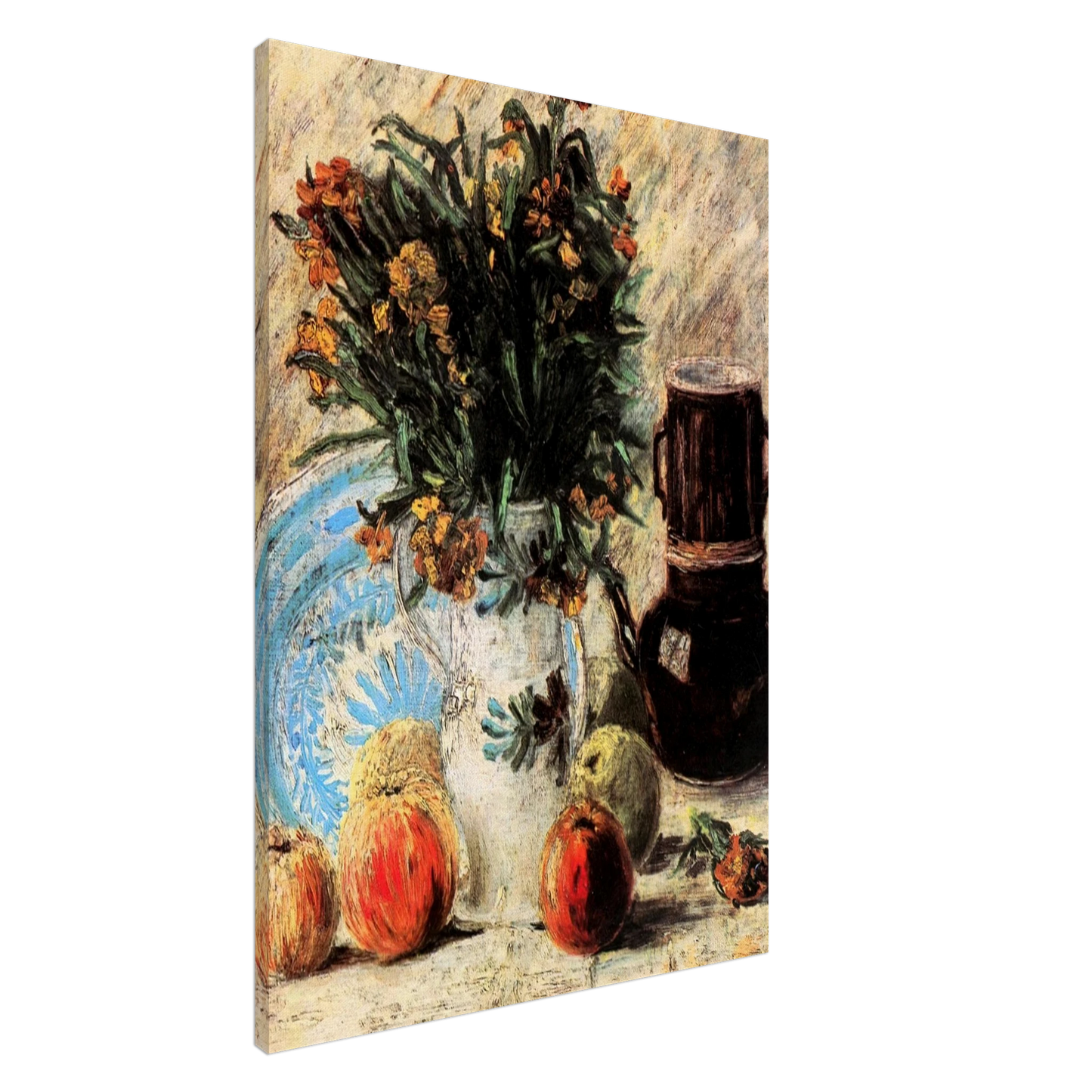 Vincent van Gogh - Vase with Flowers, Coffeepot and Fruit Canvas - 20x30 cm / 8x12 inches-canvas