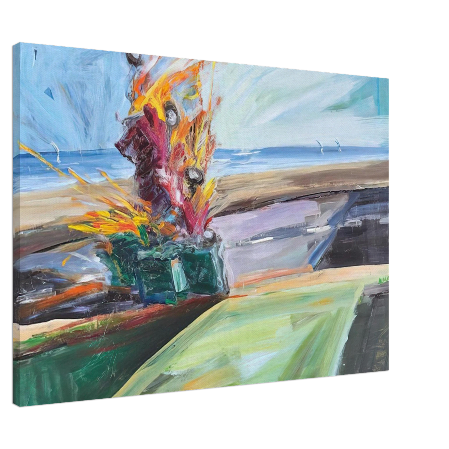 Carlos Almaraz - Untitled Car Crash - 1987 Canvas - 20x30 cm / 8x12 inches-canvas