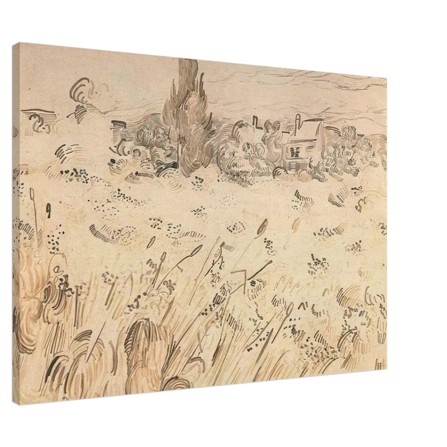 Vincent van Gogh - Wheat Field with Cypresses Canvas - 20x30 cm / 8x12 inches-canvas