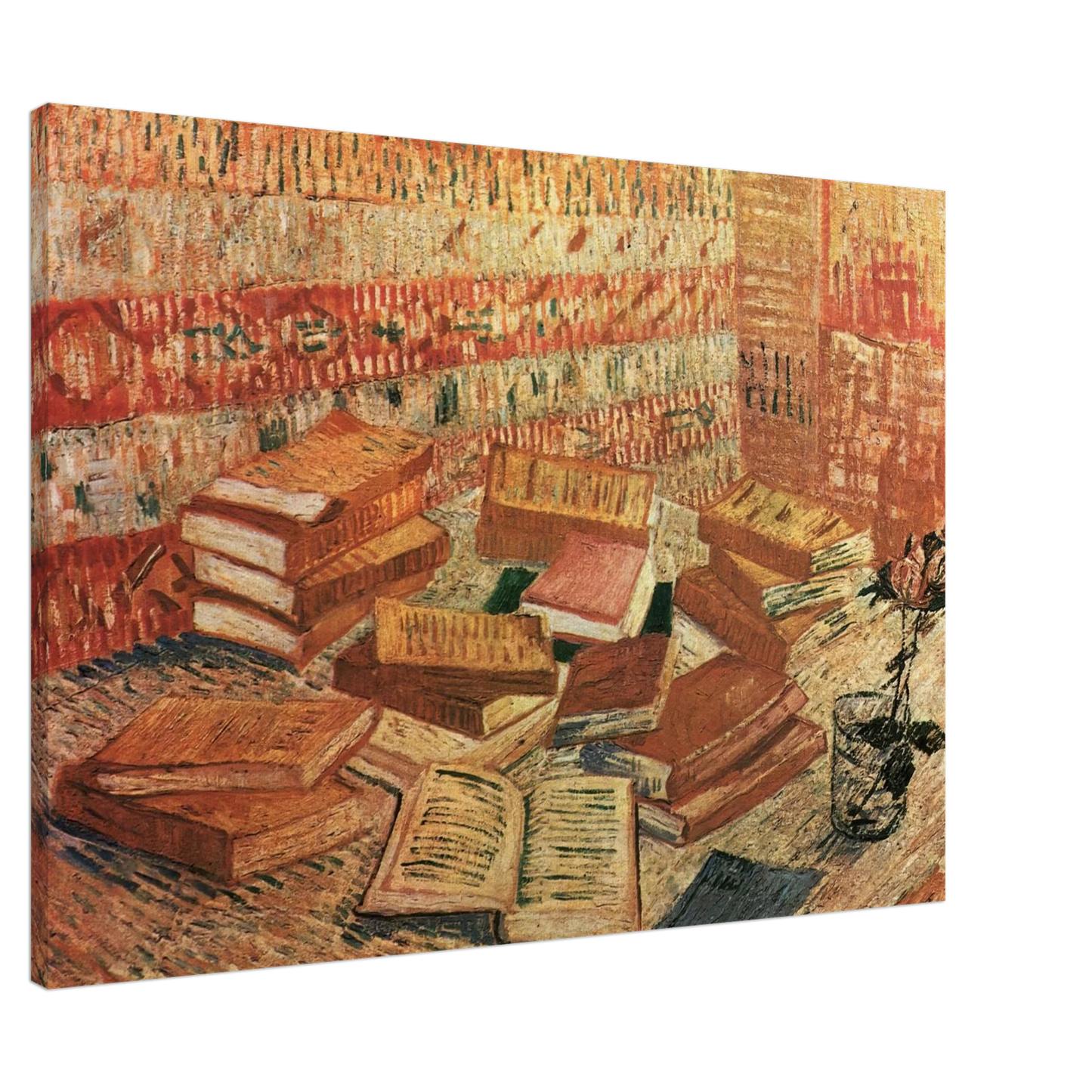 Vincent van Gogh - Still Life - French Novels and Rose Canvas - 20x30 cm / 8x12 inches-canvas