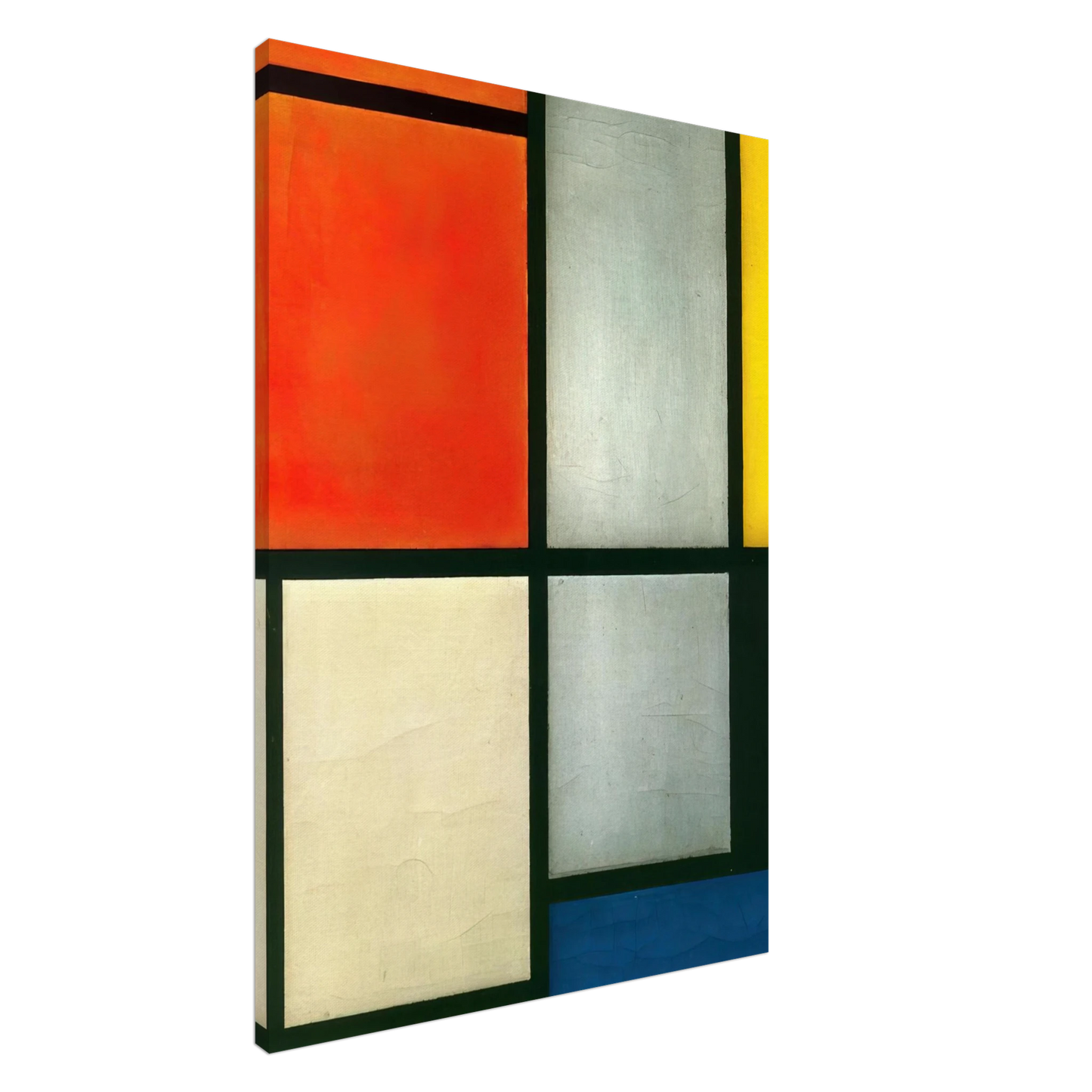 Piet Mondrian - Tableau 3 with Orange -Red, Yellow, Black, Blue and Gray Canvas - 20x30 cm / 8x12 inches-canvas