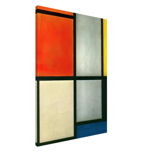 Piet Mondrian - Tableau 3 with Orange -Red, Yellow, Black, Blue and Gray Canvas - 20x30 cm / 8x12 inches-canvas