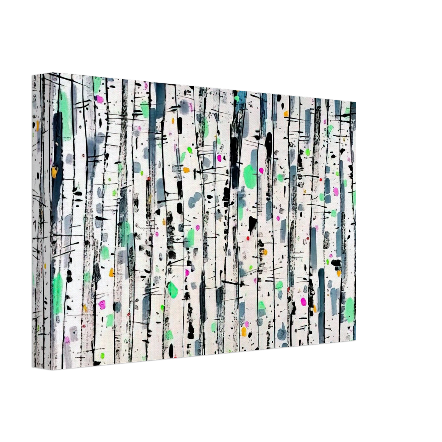 Wu Guanzhong - White Poplar Woods - Abstract Expressionism, Ink and wash painting Canvas - 40x60 cm / 16x24 inches-canvas