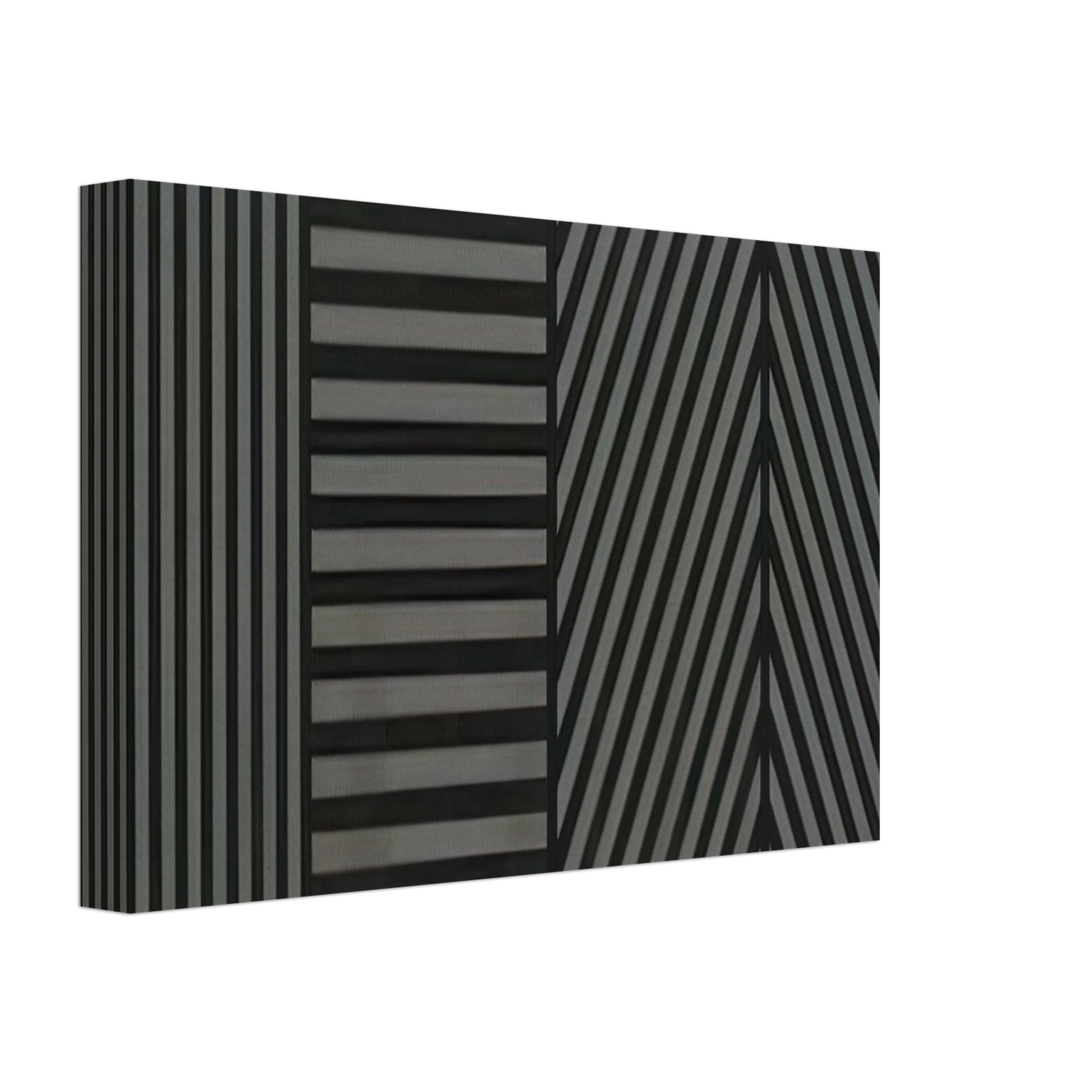 Sol LeWitt - Bands of Lines One Inch Wide in Four Directions in Black and Gray Canvas - 70x100 cm / 28x40 inches-canvas