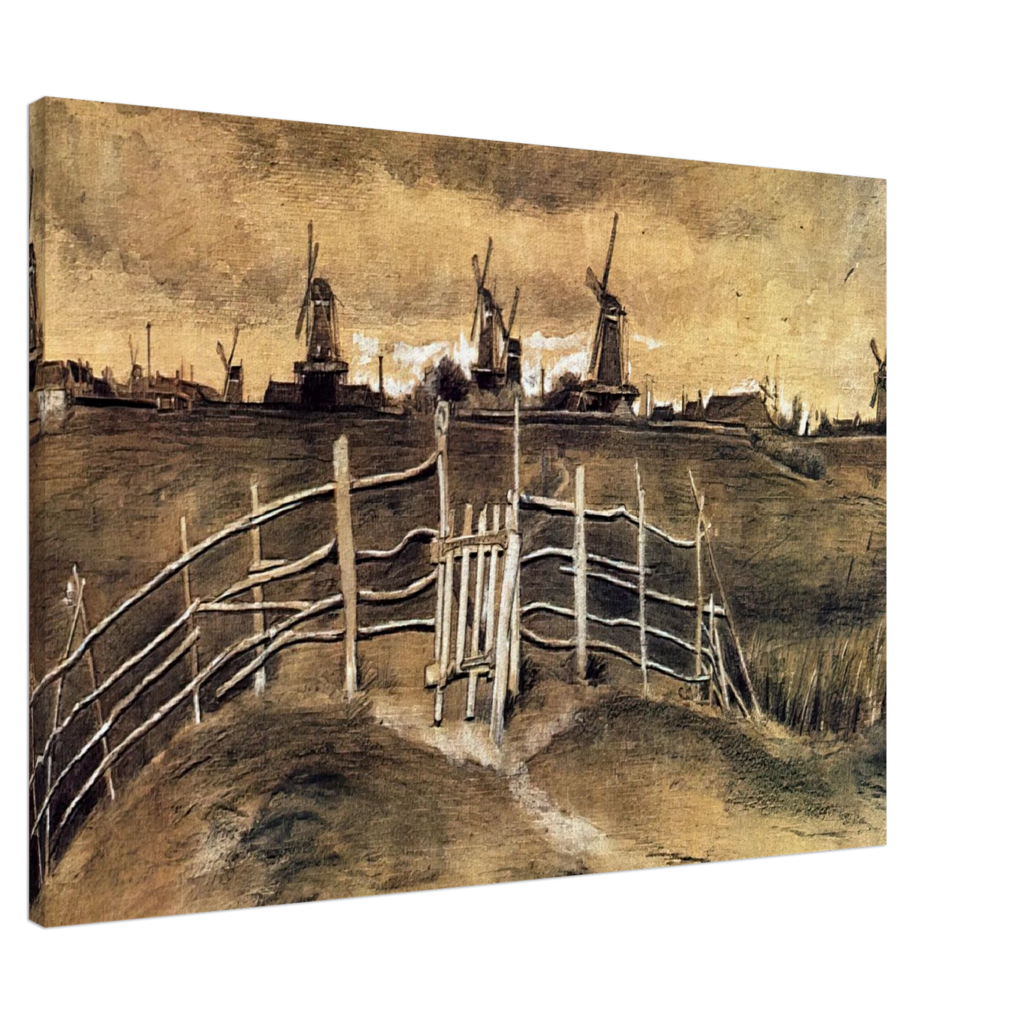 Vincent van Gogh - Windmils at Dordrecht Canvas - 20x30 cm / 8x12 inches-canvas
